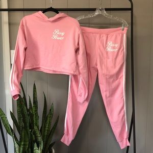 PINK PU$$Y POWER DOUBLE STRIPE JOGGER SET